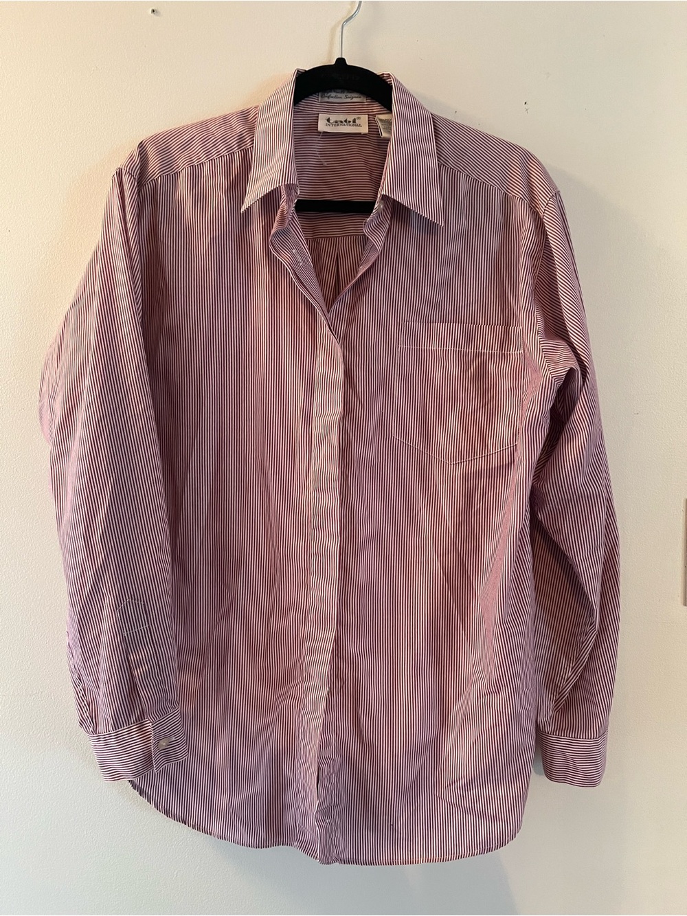 Men's Striped Button-Up Shirt in Red - Classic Collared Shirt